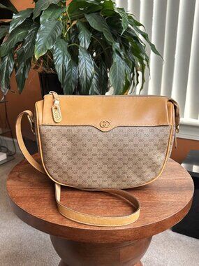 GUCCI GG Small Emblem Shoulder Bag, Camel Tan